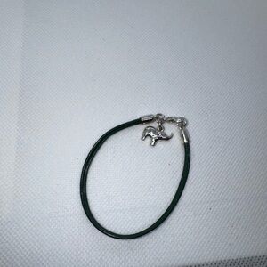 Green Bracelet with Silver Charm elephant